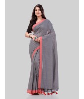 DESH BIDESH Women`s Handloom Pure Cotton Saree Abhiprithi Royal Design Without Blouse Piece (Grey)